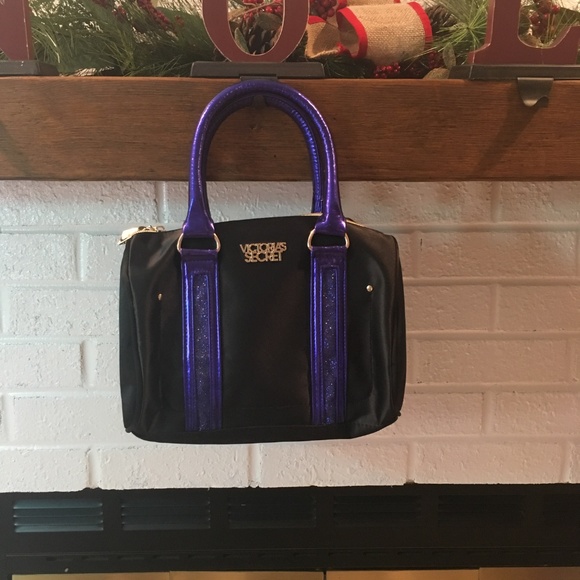 Victoria's Secret Handbags - VS Black & Purple Glitter Travel Cosmetic Bag